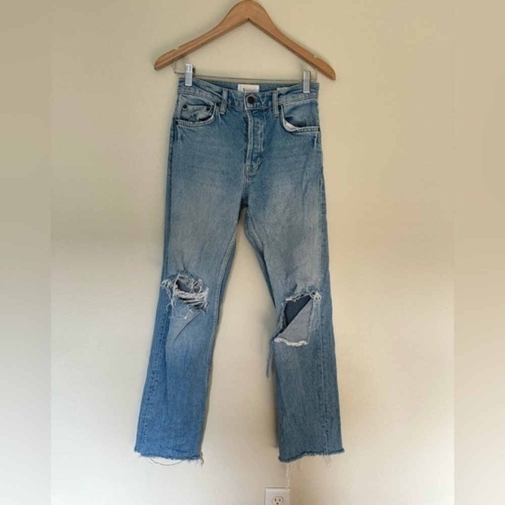 RAILS Topanga Women's 25 90s High Rise Straight Faded Blue Denim Distressed Jean